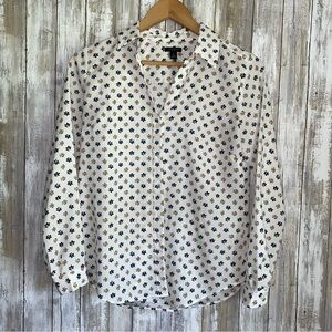 Ann Taylor White Floral Button Down